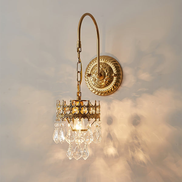 modern copper crystal crown wall sconce