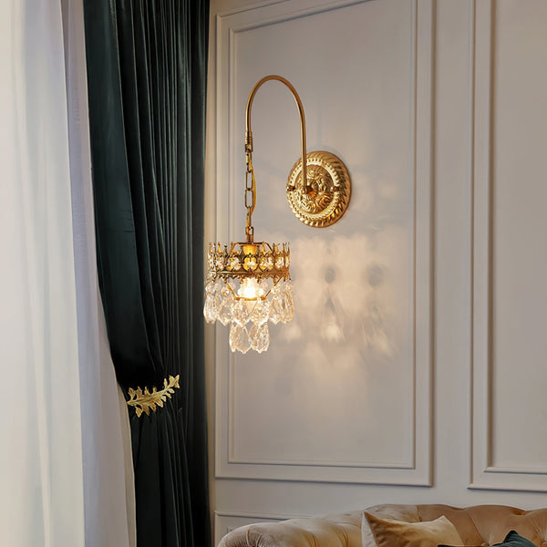modern copper crystal crown wall sconce