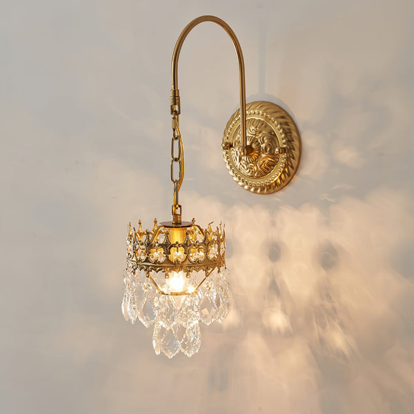 modern copper crystal crown wall sconce