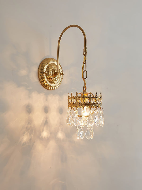 modern copper crystal crown wall sconce