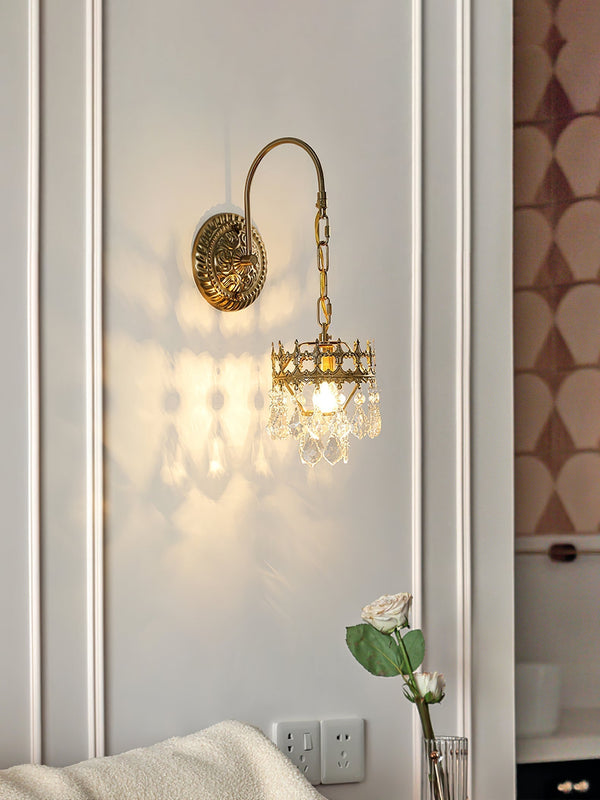 modern copper crystal crown wall sconce