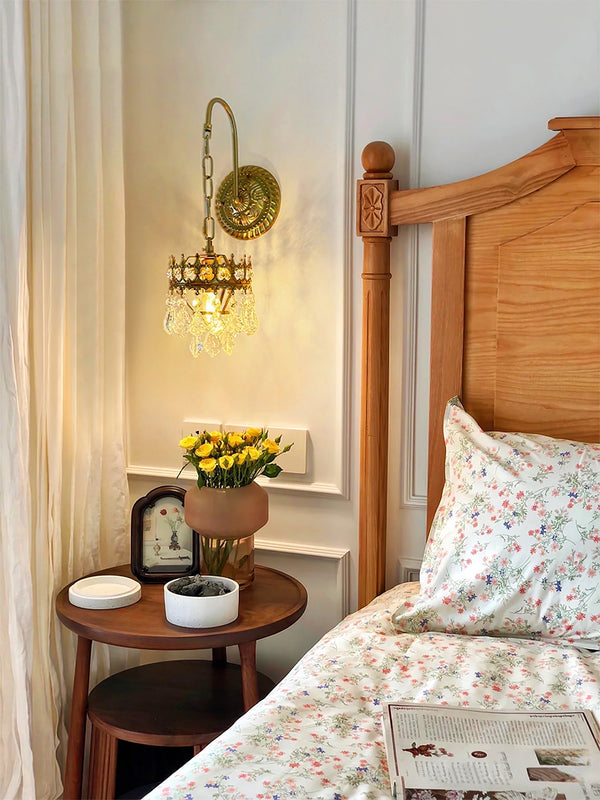 modern copper crystal crown wall sconce