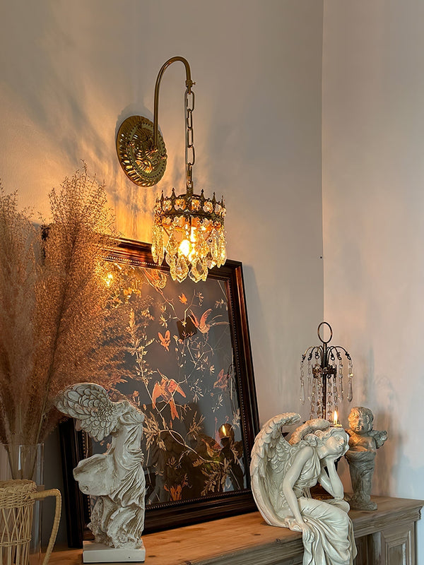 modern copper crystal crown wall sconce
