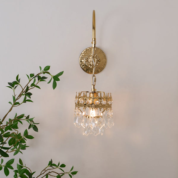 modern copper crystal crown wall sconce