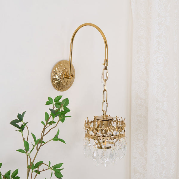 modern copper crystal crown wall sconce