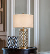 modern copper openwork metal table lamp