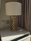 modern copper openwork metal table lamp