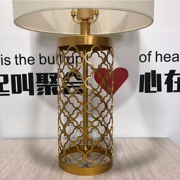 modern copper openwork metal table lamp