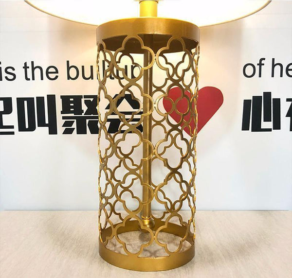 modern copper openwork metal table lamp