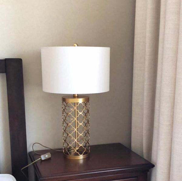 modern copper openwork metal table lamp