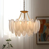 modern copper white glass feather pearl chandelier