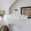 modern copper white glass feather pearl chandelier