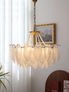 modern copper white glass feather pearl chandelier