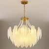 modern copper white glass feather pearl chandelier