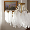modern copper white glass feather pearl chandelier