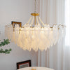 modern copper white glass feather pearl chandelier