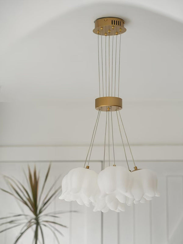 modern copper white pe acrylic lily chandelier