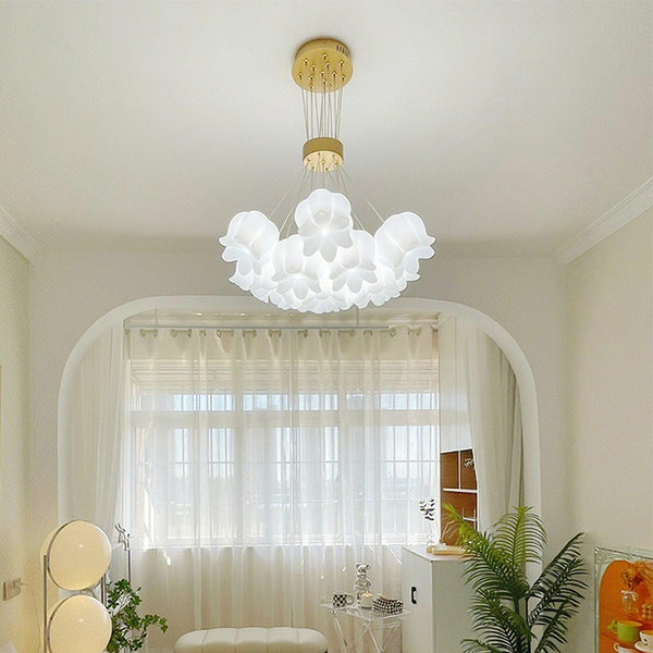 modern copper white pe acrylic lily chandelier