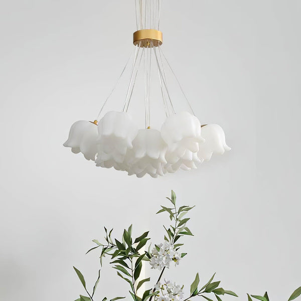 modern copper white pe acrylic lily chandelier