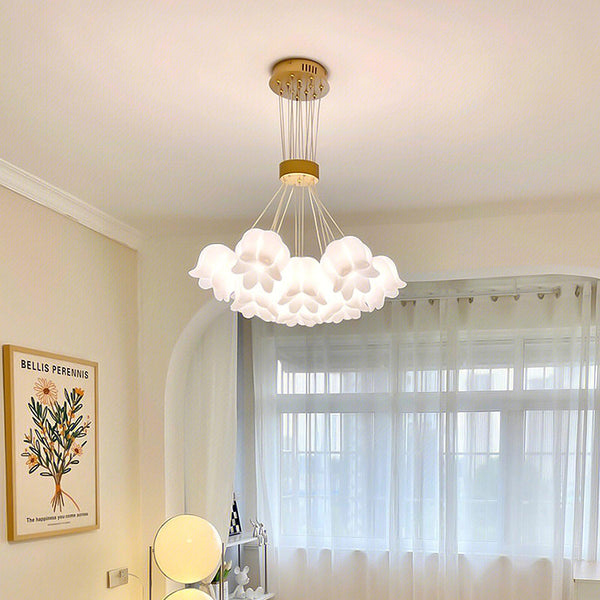 modern copper white pe acrylic lily chandelier