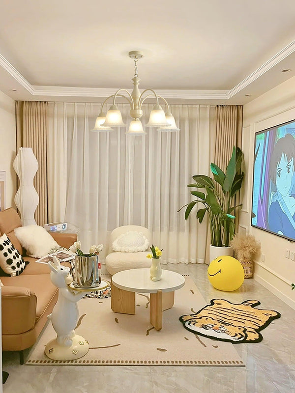 modern cream glass flower chandelier