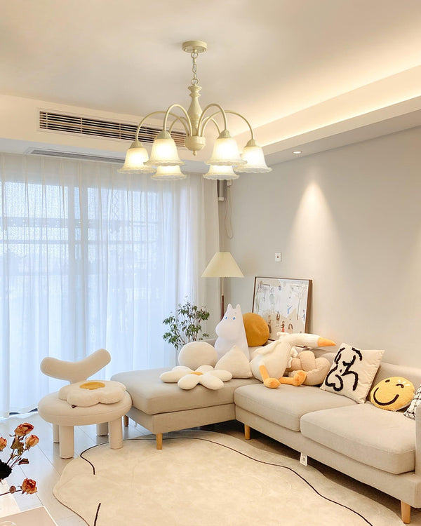 modern cream glass flower chandelier