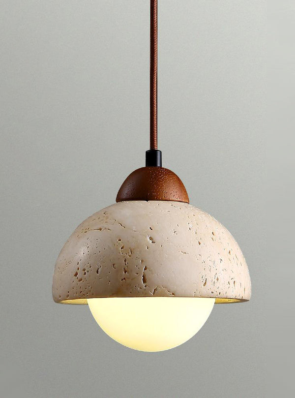 modern cream travertine stone pendant light