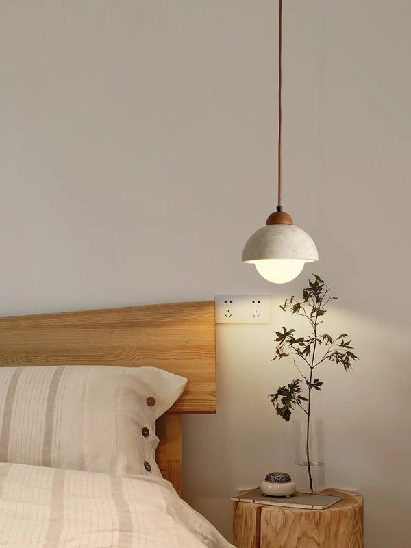 modern cream travertine stone pendant light