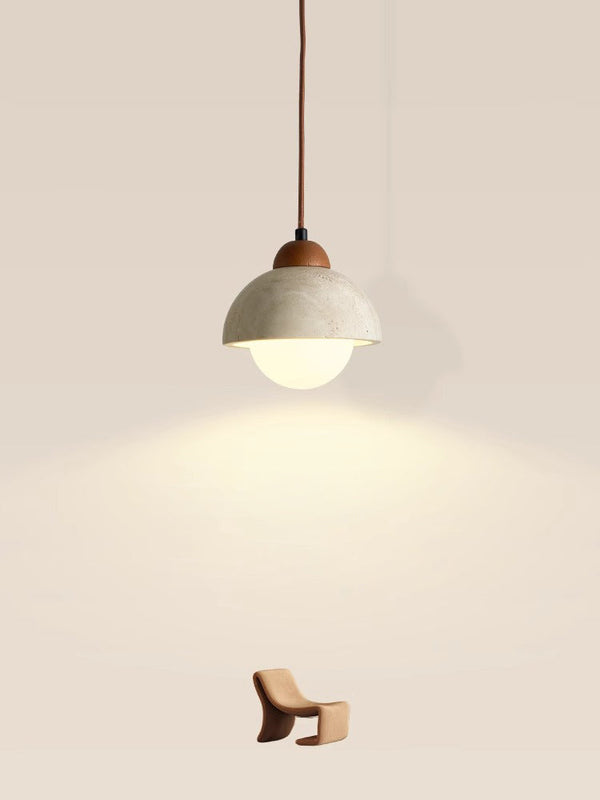 modern cream travertine stone pendant light