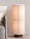 modern dark walnut fabric cylinder floor lamp