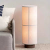 modern dark walnut fabric cylinder floor lamp