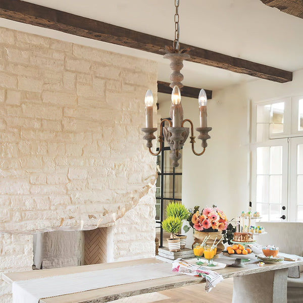 modern farmhouse gold wood carved pendant light