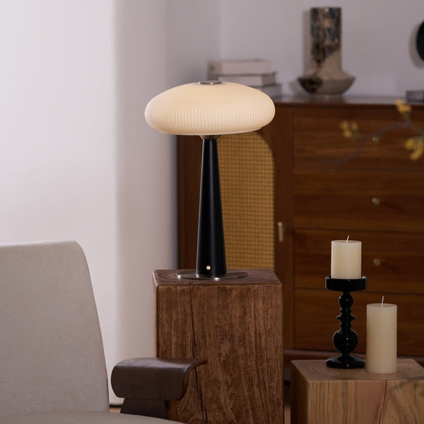 modern fluted glass led table lamp