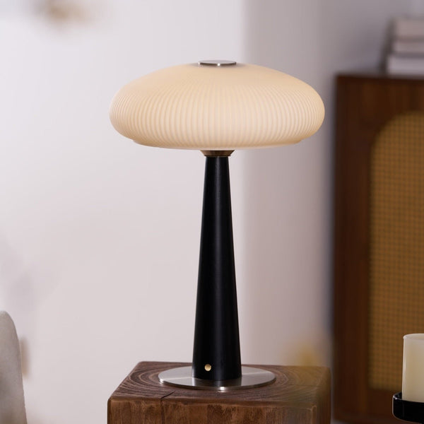modern fluted glass led table lamp