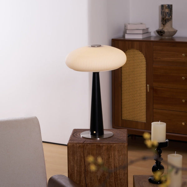 modern fluted glass led table lamp