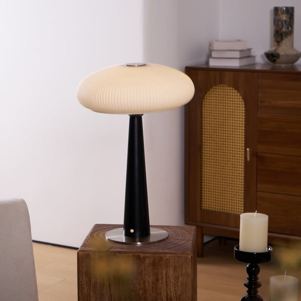 modern fluted glass led table lamp