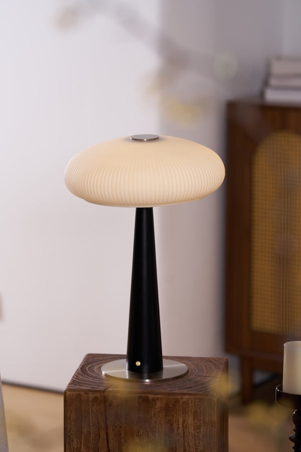 modern fluted glass led table lamp