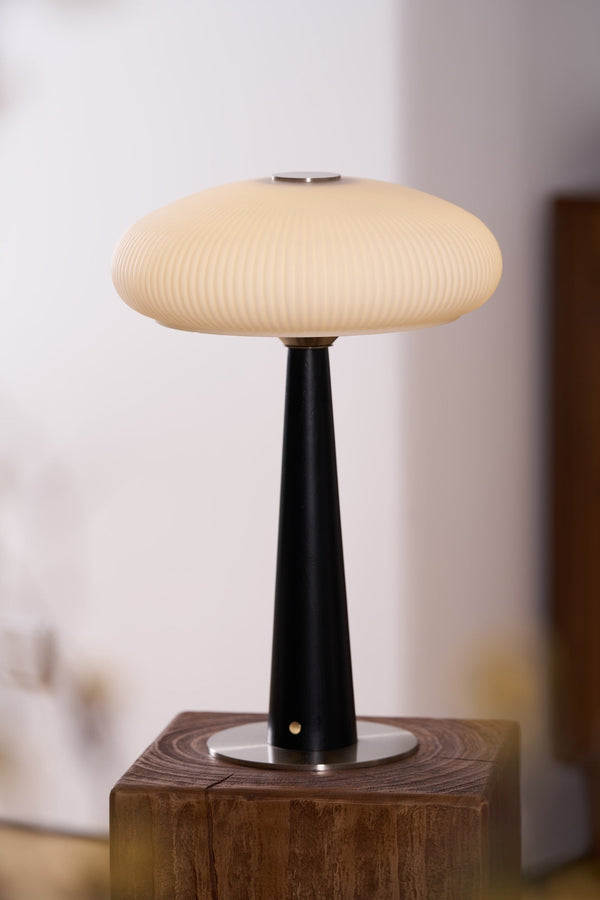 modern fluted glass led table lamp