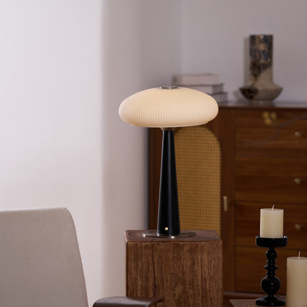 modern fluted glass led table lamp