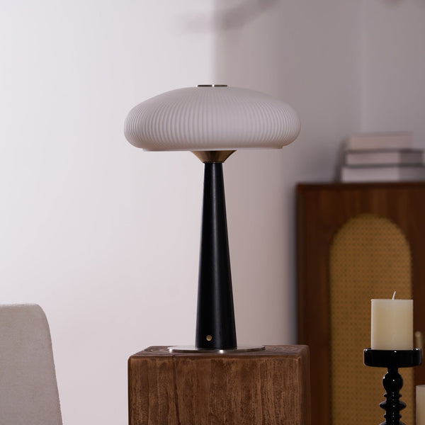 modern fluted glass led table lamp