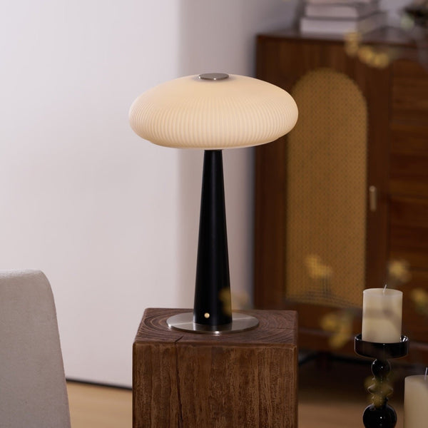 modern fluted glass led table lamp