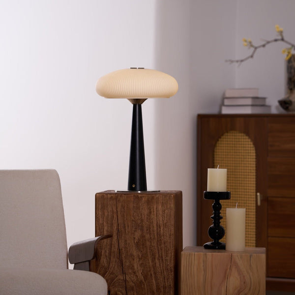 modern fluted glass led table lamp