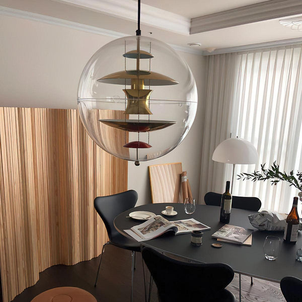 modern gold acrylic cosmic disc pendant lamp