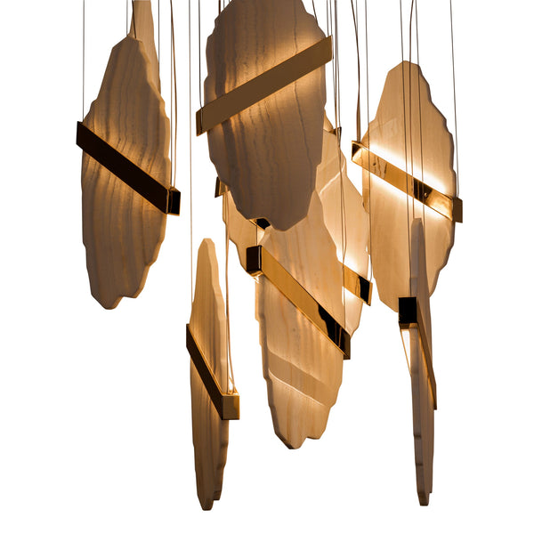 modern gold alabaster rock chandelier