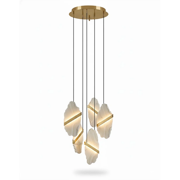 modern gold alabaster rock chandelier