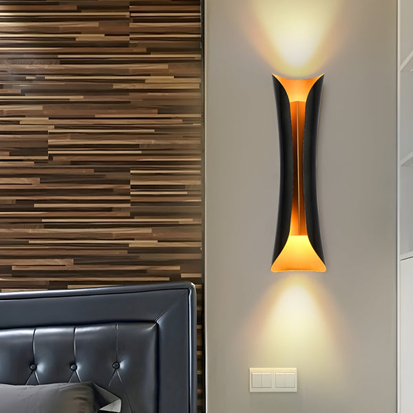 modern gold black flame art wall sconce