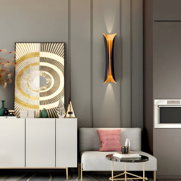 modern gold black flame art wall sconce