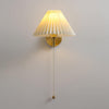 modern gold brass pleated fabric wall sconce