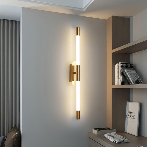 modern gold iron acrylic linear led wall sconce