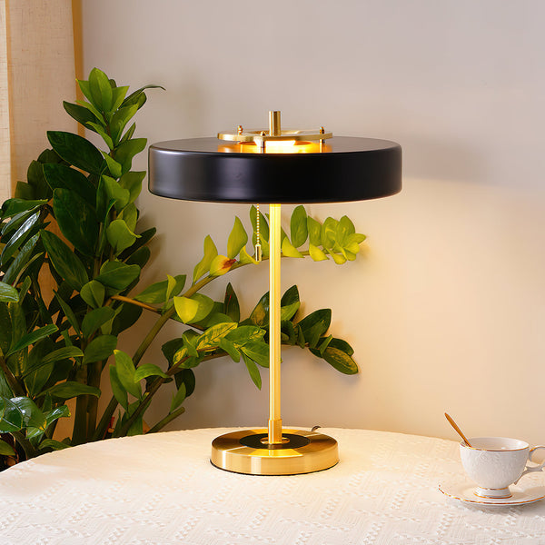 modern gold iron drum table lamp